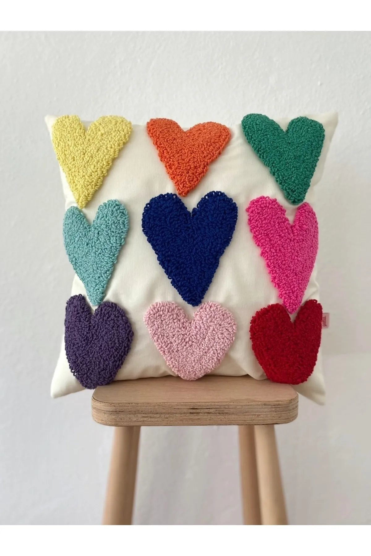 Colorful Heart Punch Throw Pillow Cover